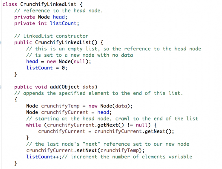 How To Implement a LinkedList Class From Scratch In Java • Crunchify