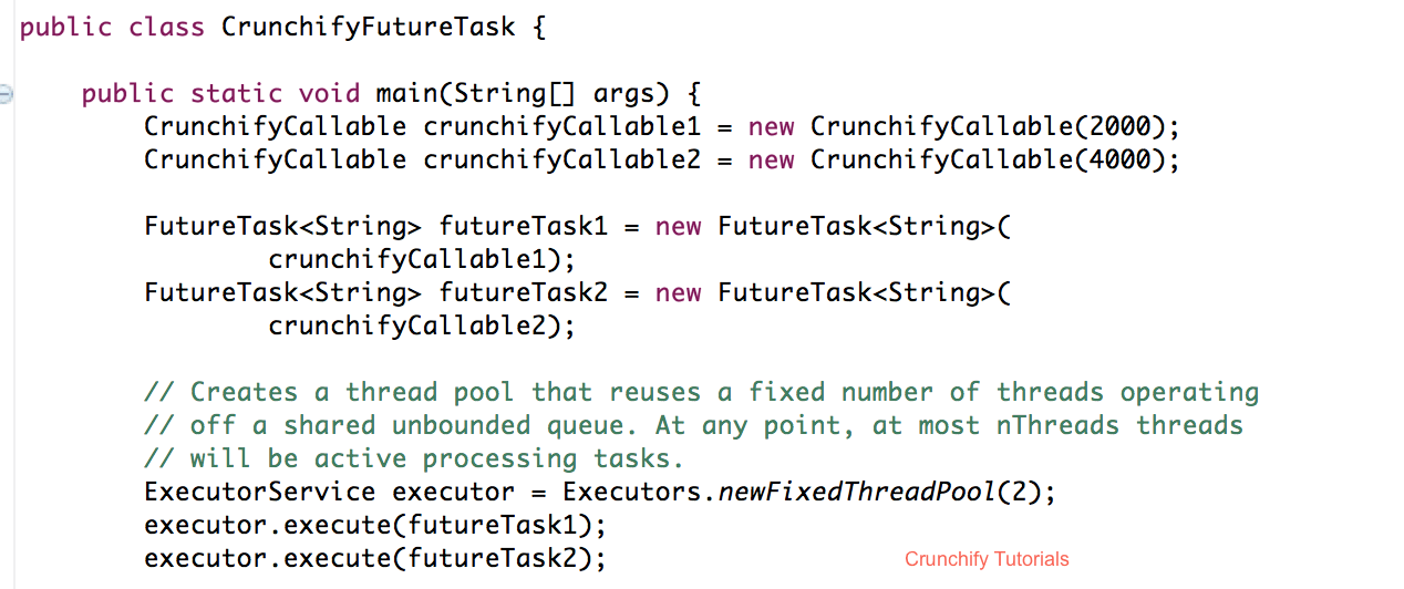 Java FutureTask example with Callable and Runnable • Crunchify