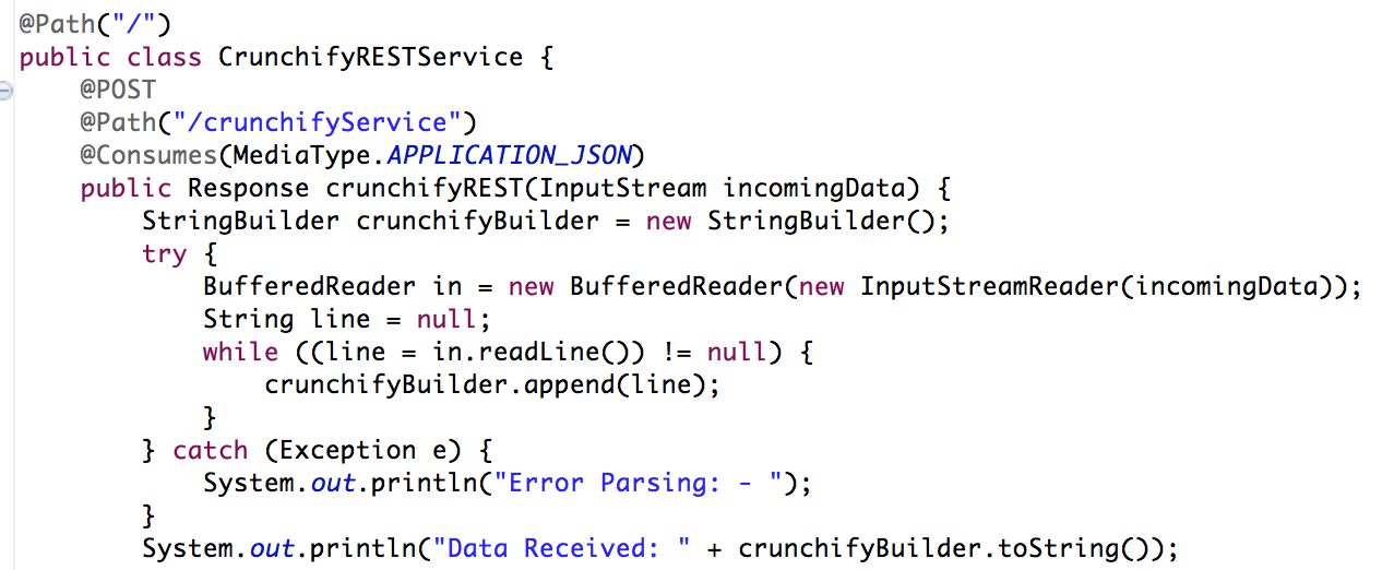 Create Very Simple Jersey REST Service and Send JSON Data From Java