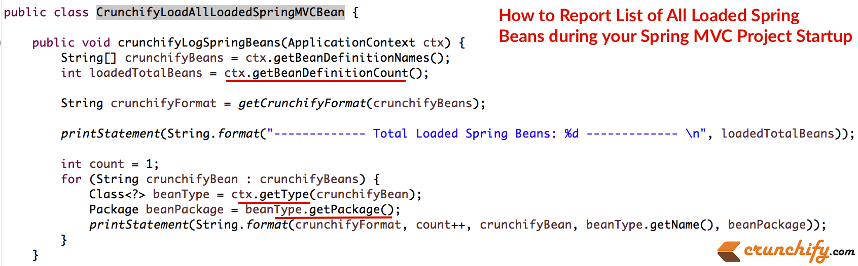How to Report / Print List of All Loaded Spring Beans during your
