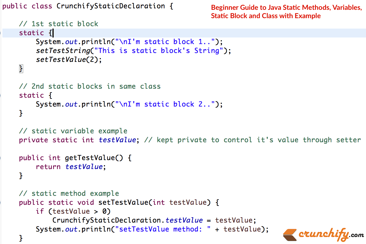 Fundamentals of Java Static Method, Class, Variable and Block • Crunchify