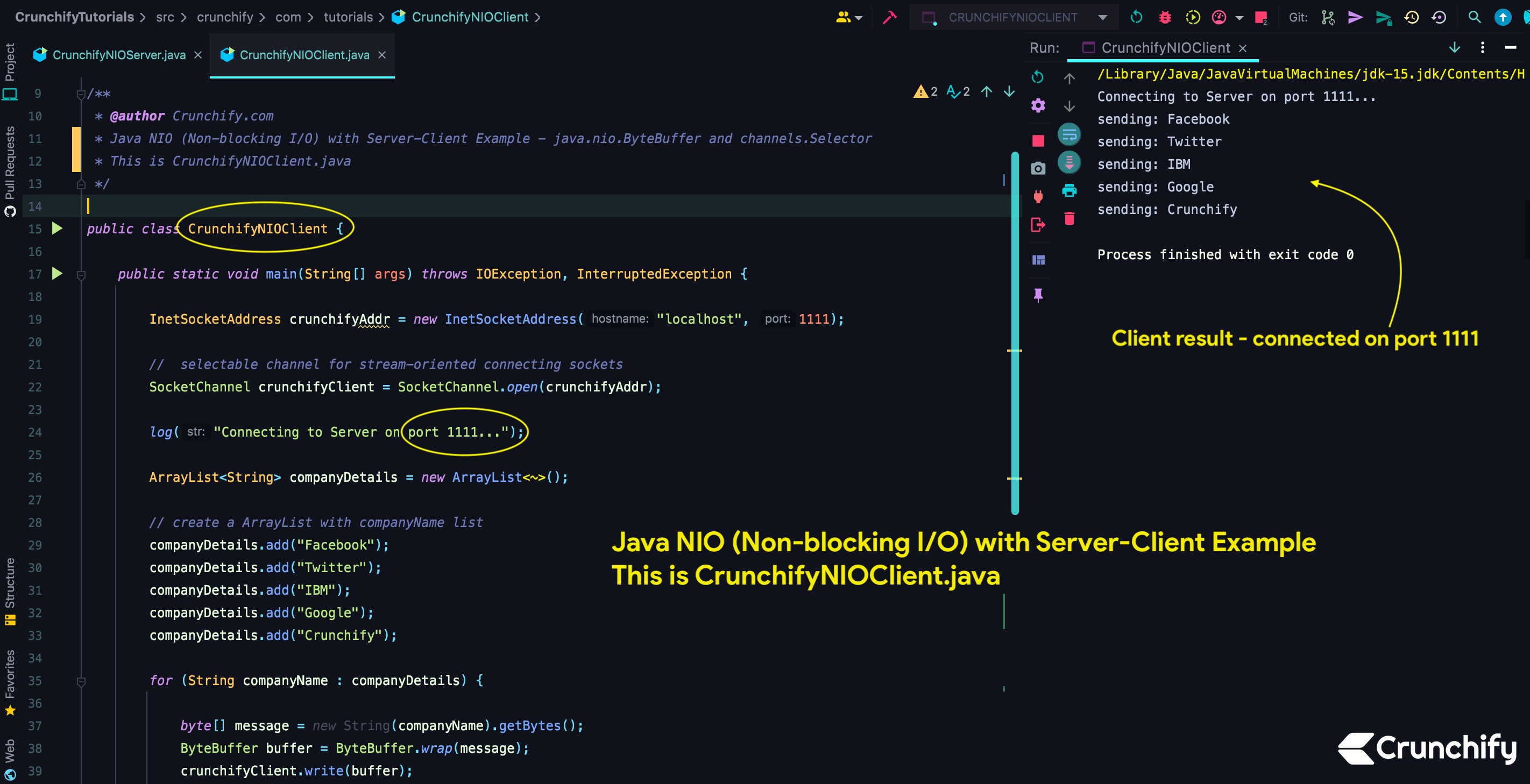 Java NIO (Nonblocking I/O) with ServerClient Example java.nio.ByteBuffer and channels