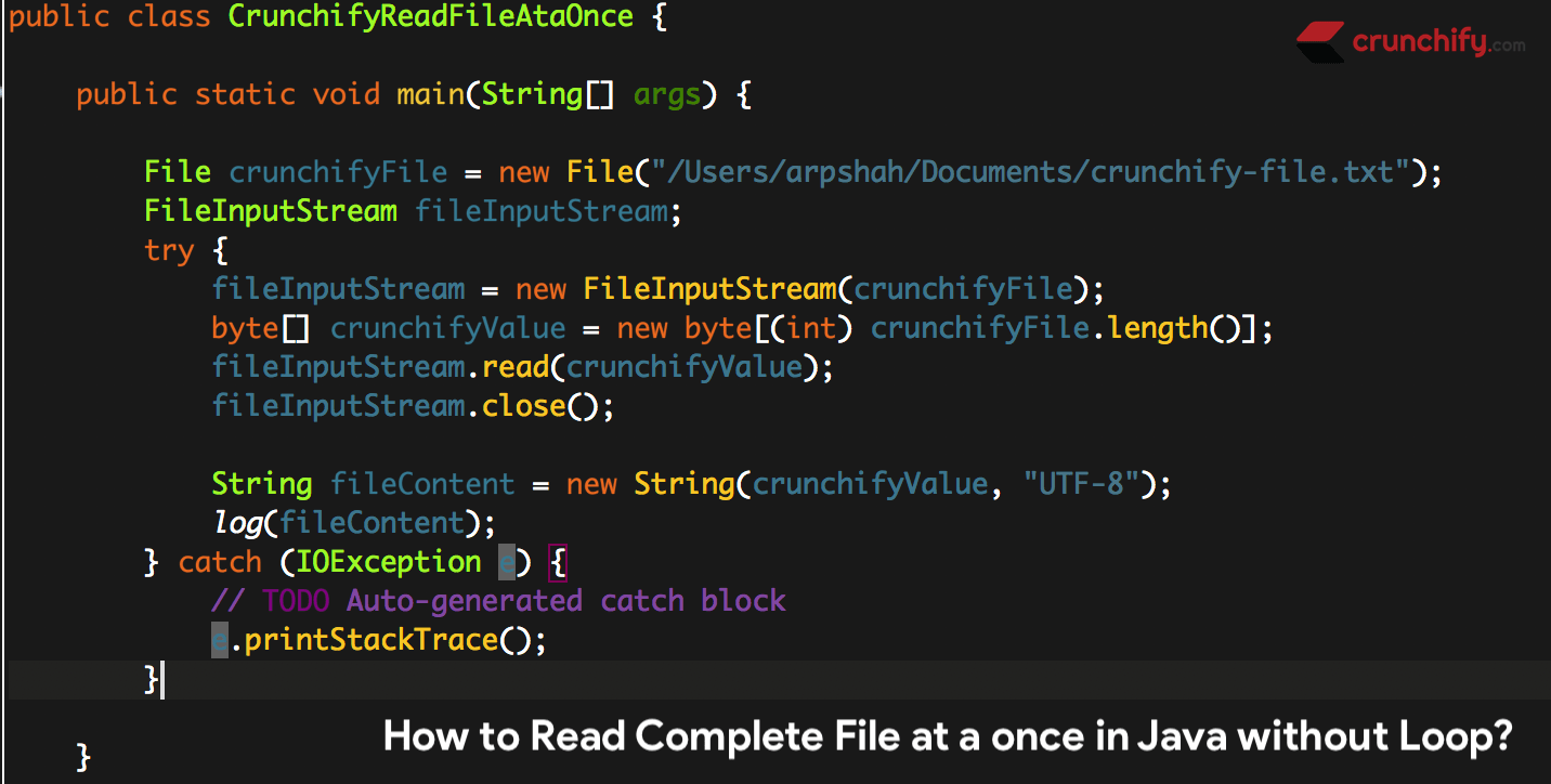How to Read Complete File at a once in Java without using any Loop