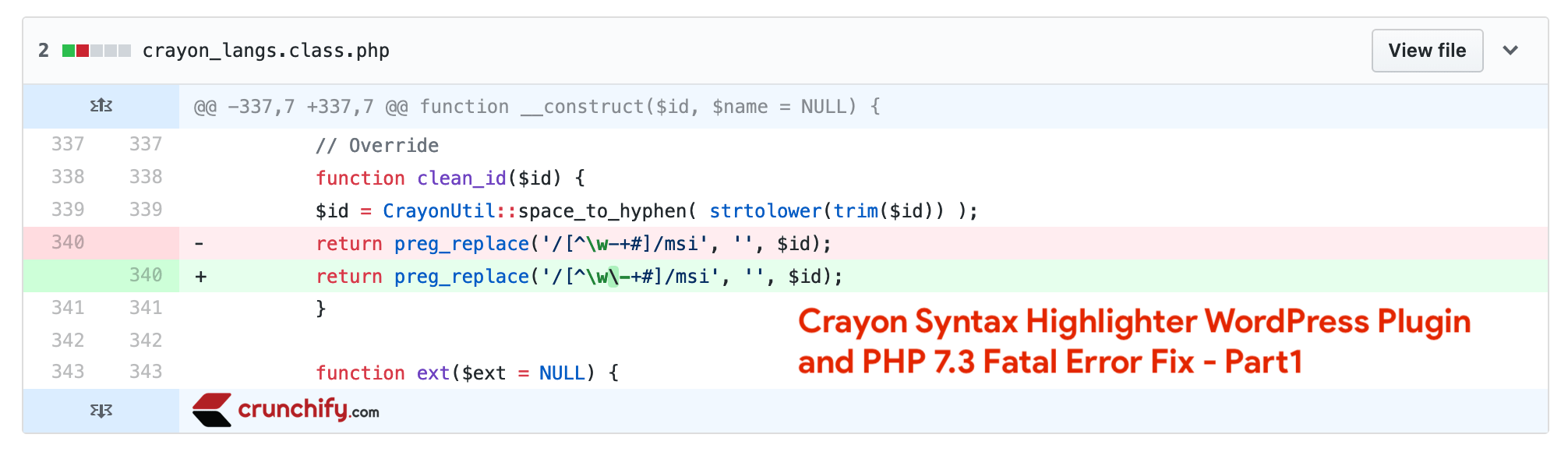 Fix for Crayon Syntax Highlighter WordPress Plugin and PHP 7.3 Fatal
