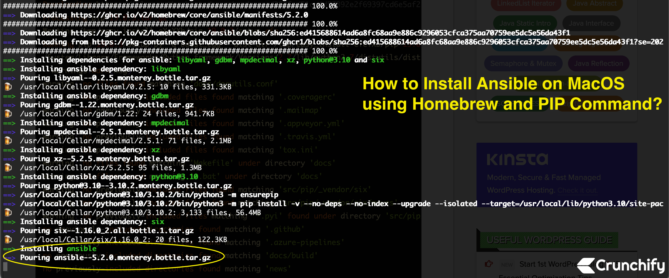 How to install Ansible on MacOS using Homebrew or Python pip? • Crunchify