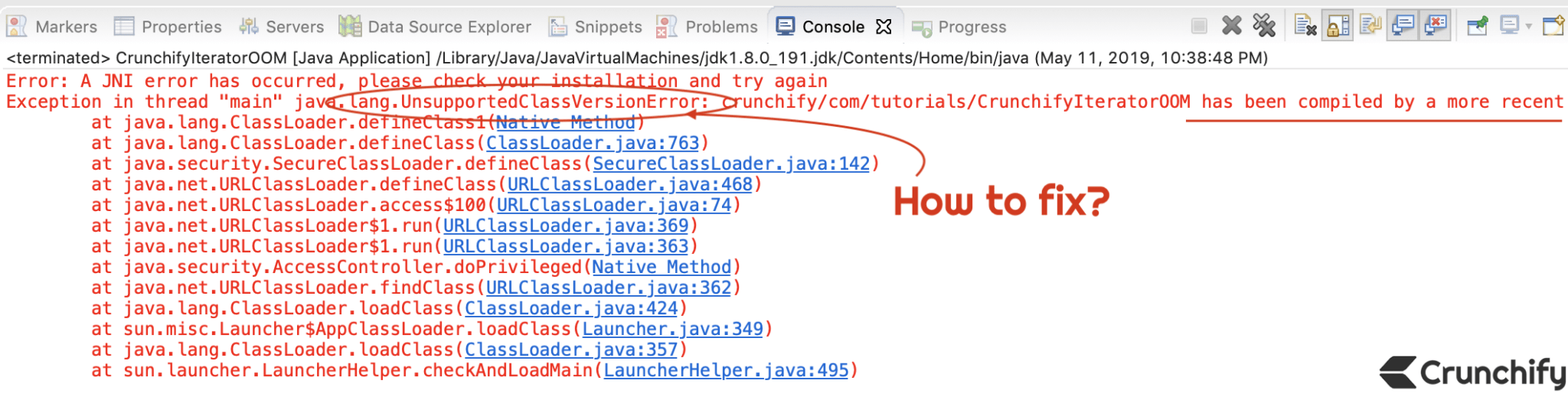 How to fix UnsupportedClassVersionError Class has been compiled by a
