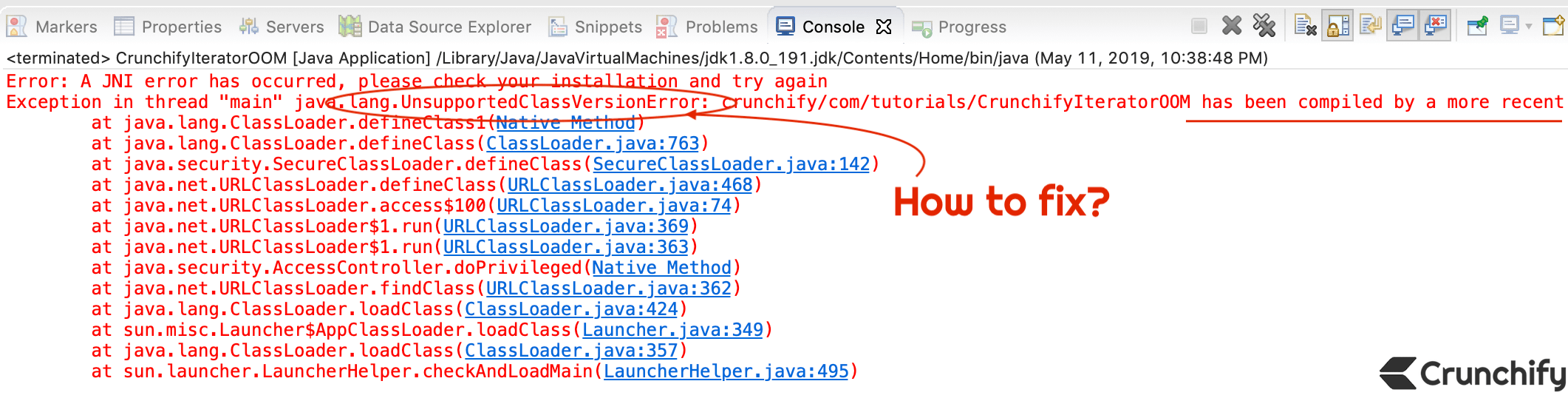 How to fix UnsupportedClassVersionError Class has been compiled by a