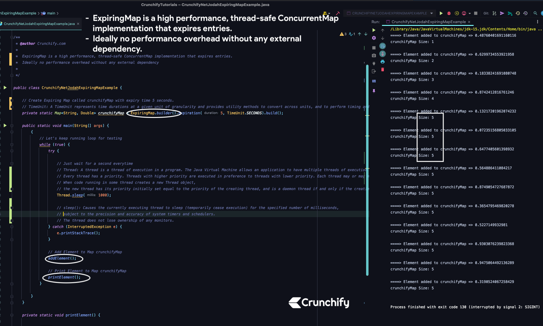 How to use net.jodah.ExpiringMap Maven Java Utility to Remove Expired