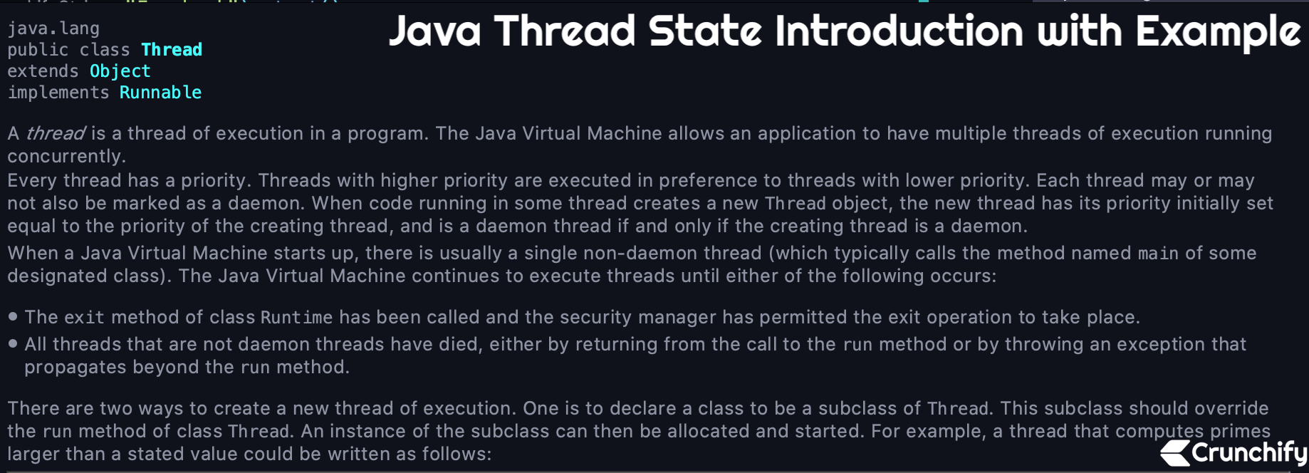 Java Thread State Introduction with Example Life Cycle of a Thread • Crunchify