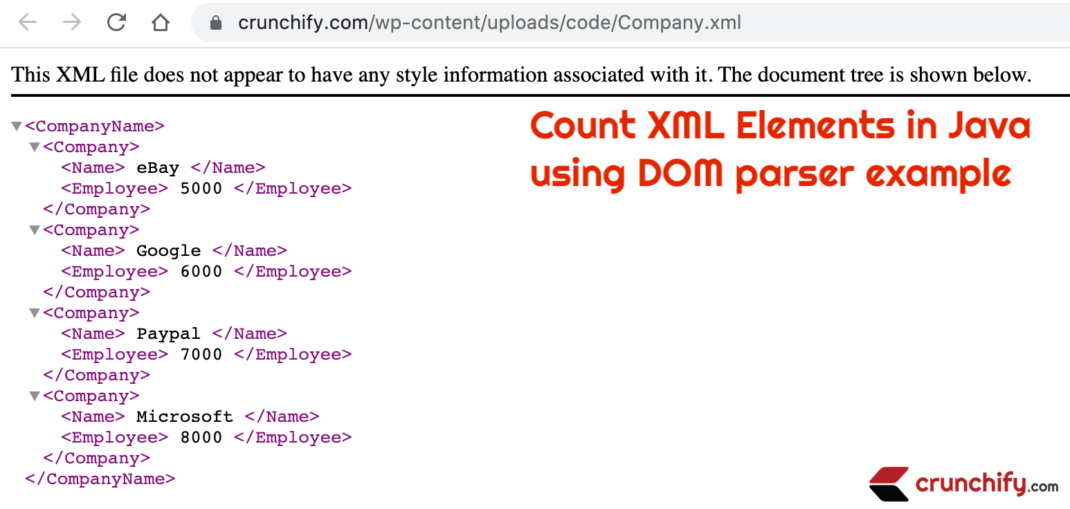 Simple way to Count Number of XML Elements in Java • Crunchify