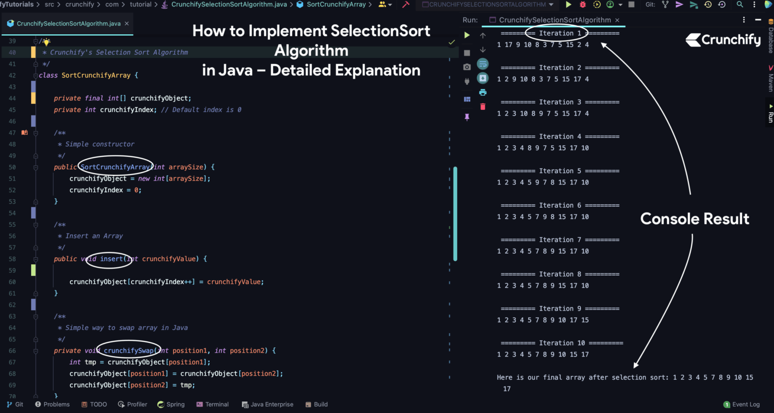 How to Implement Selection Sort Algorithm in Java Detailed Explanation • Crunchify