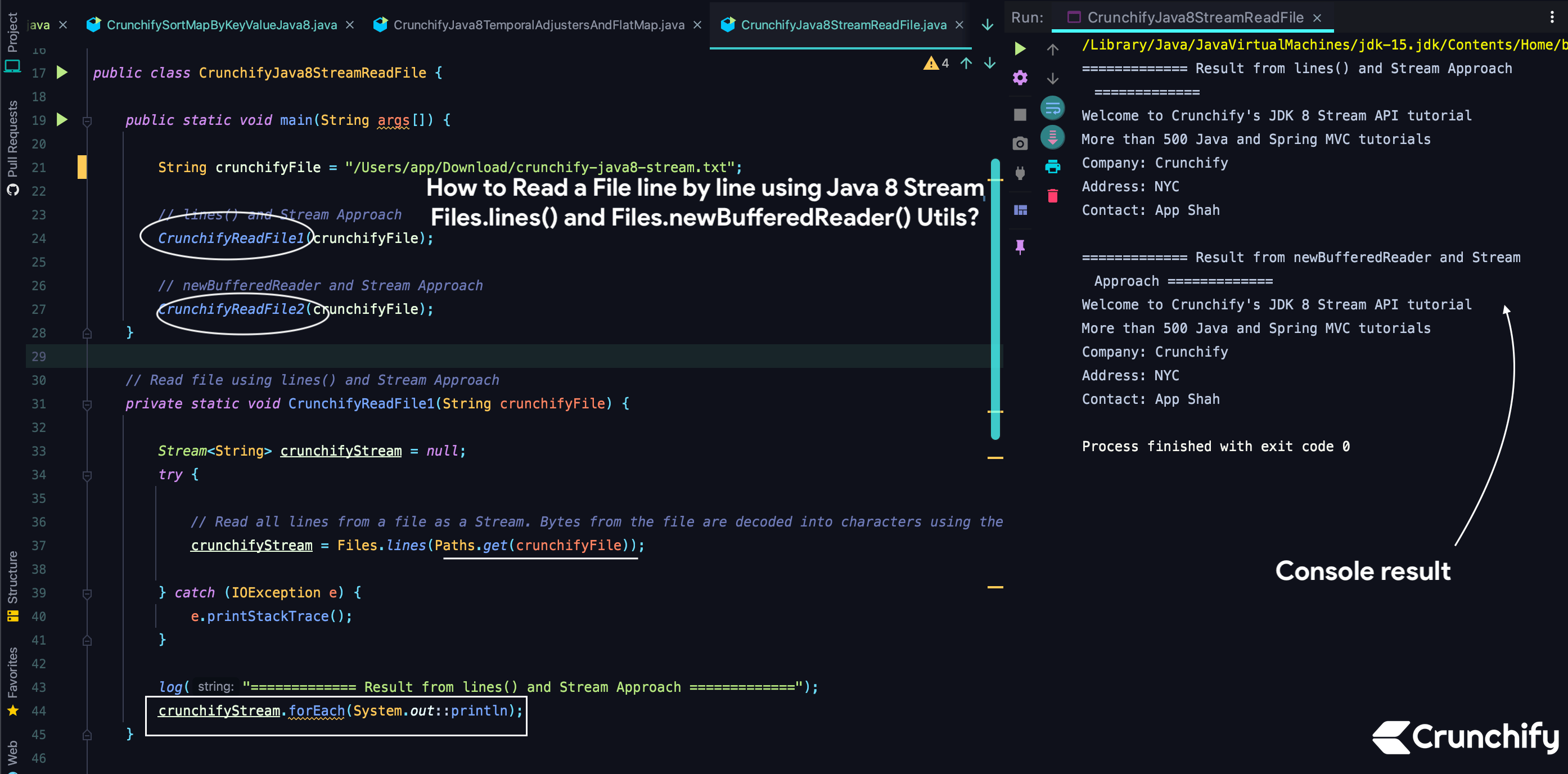 How to Read a File line by line using Java Stream Files.lines() and