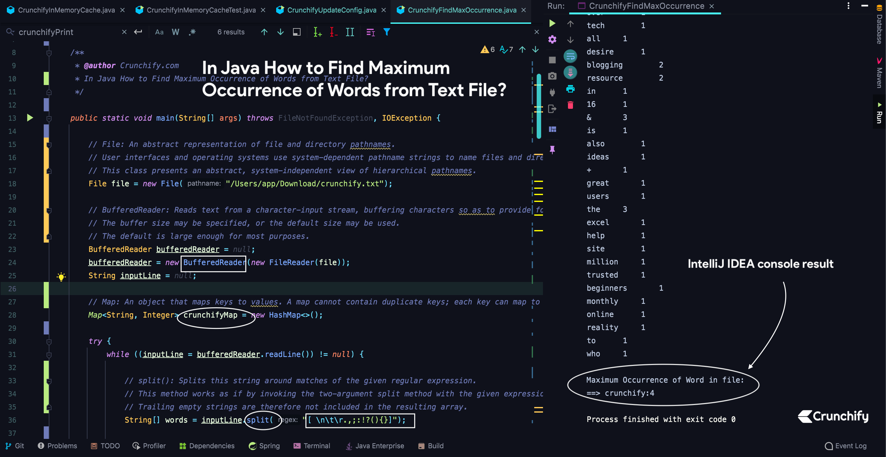 In Java How to Find Maximum Occurrence of Words from Text File? ??? Crunchify