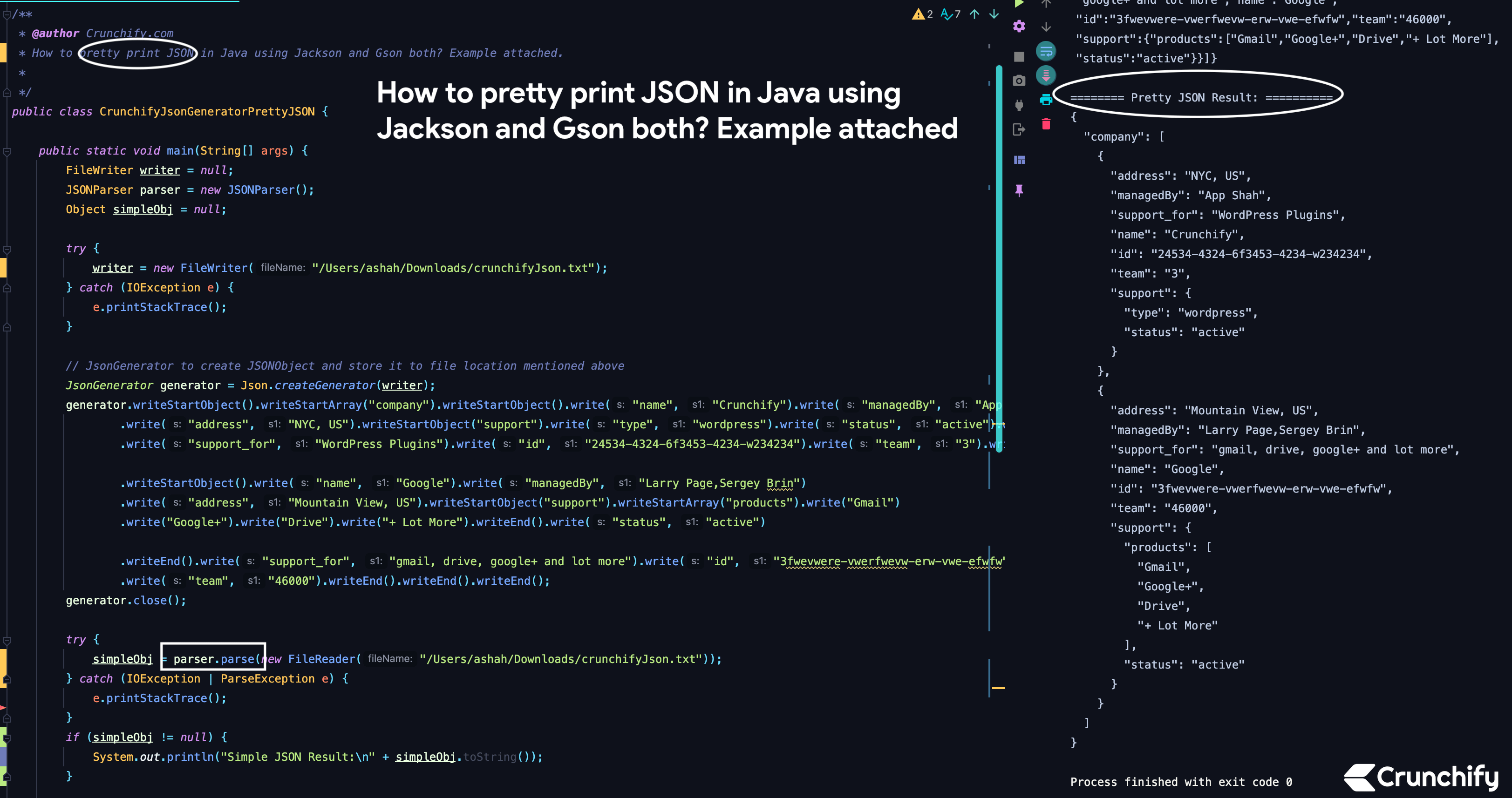 How to pretty print JSON in Java using Jackson and Gson both? Example