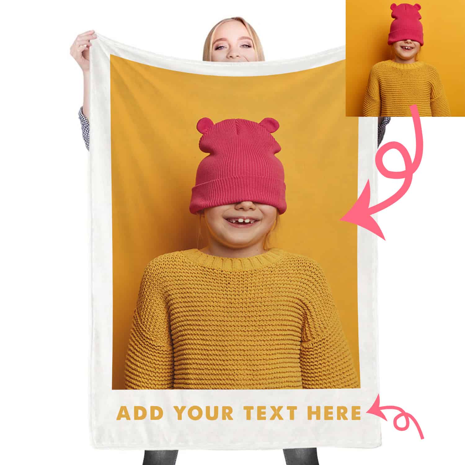 Custom Photo & Text Throw Blanket Upload Your Image/Text CrushHomes