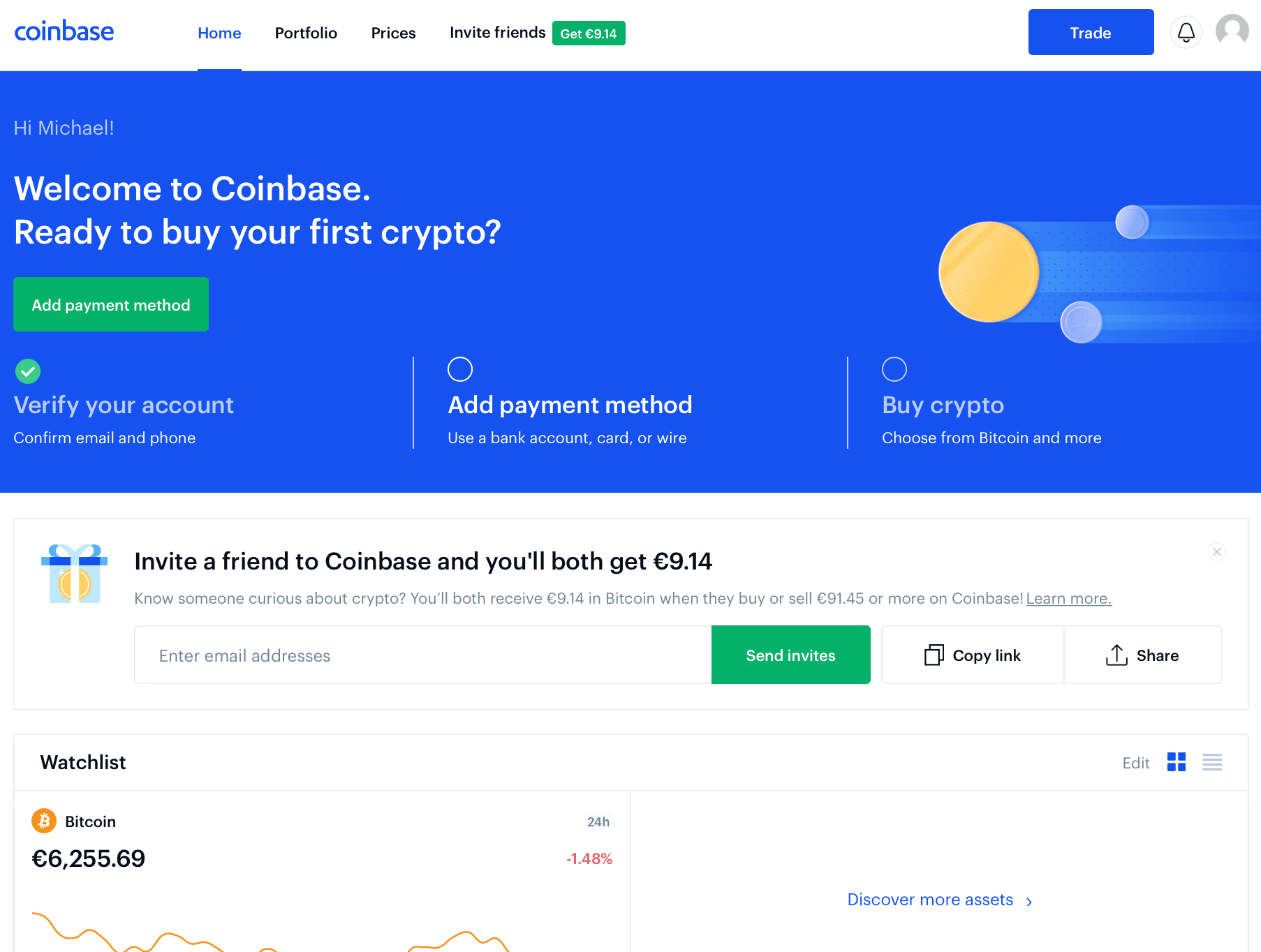 How to earn free crypto (Tezos, EOS and more) with a Coinbase account