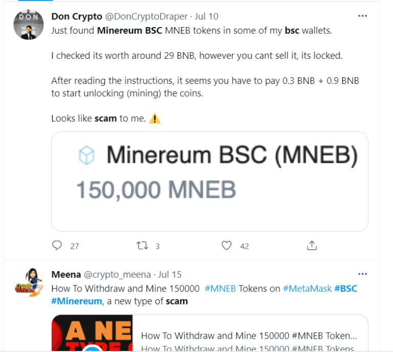 SCAM Minereum BSC (MNEB) Token, Regalo de 150.000 Tokens.
