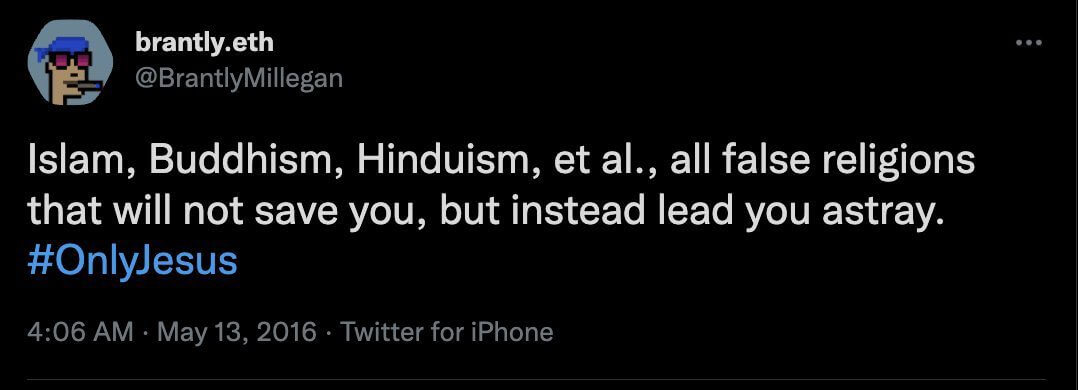 Millegans positions on religions