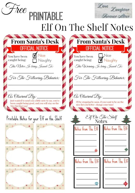 20 Printable Elf on the Shelf Notes
