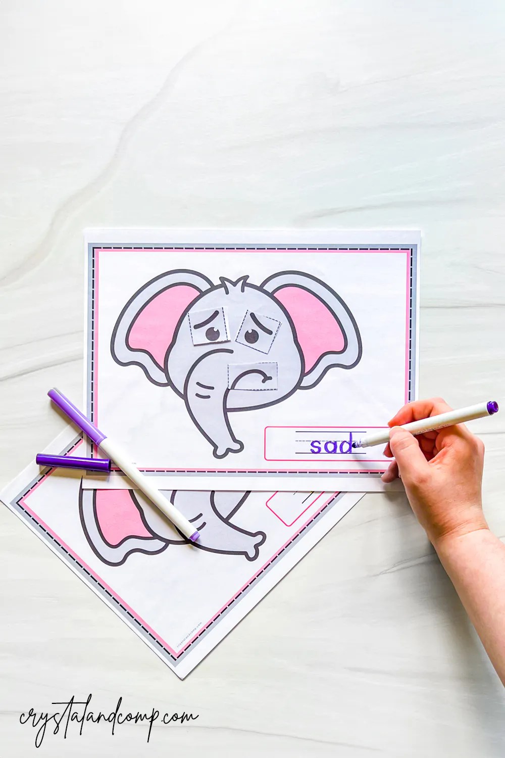 Elephant Emotions Cut and Paste Printables