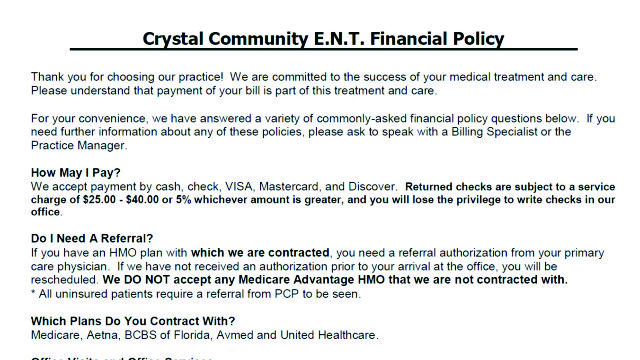 Patient Forms Crystal Community ENT Facial Plastic Surgery