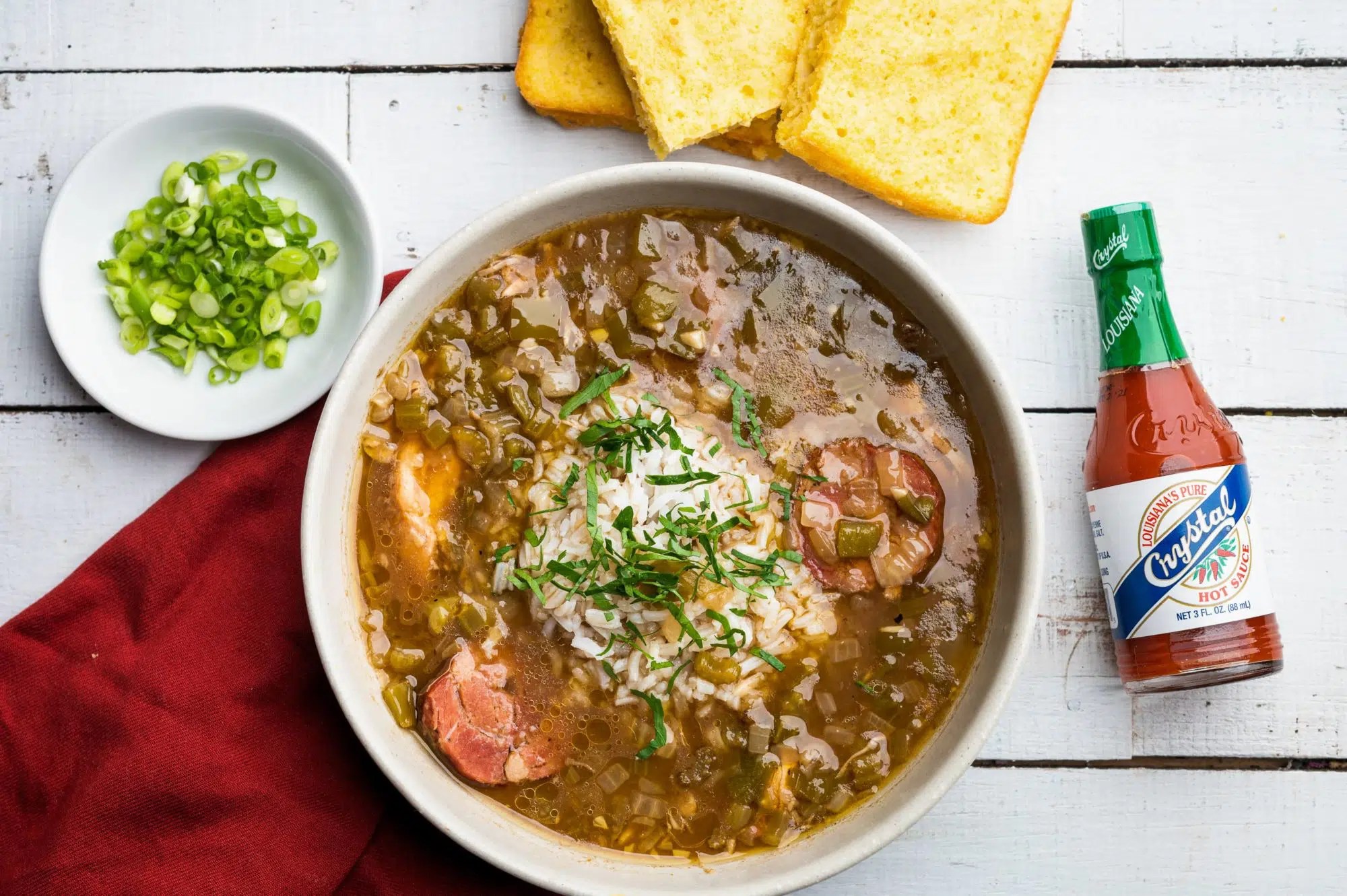 Chicken and Sausage Gumbo Crystal Hot Sauce