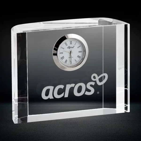Rectangle Crystal Clock Engraved Crystal Desk Clock Gift Award