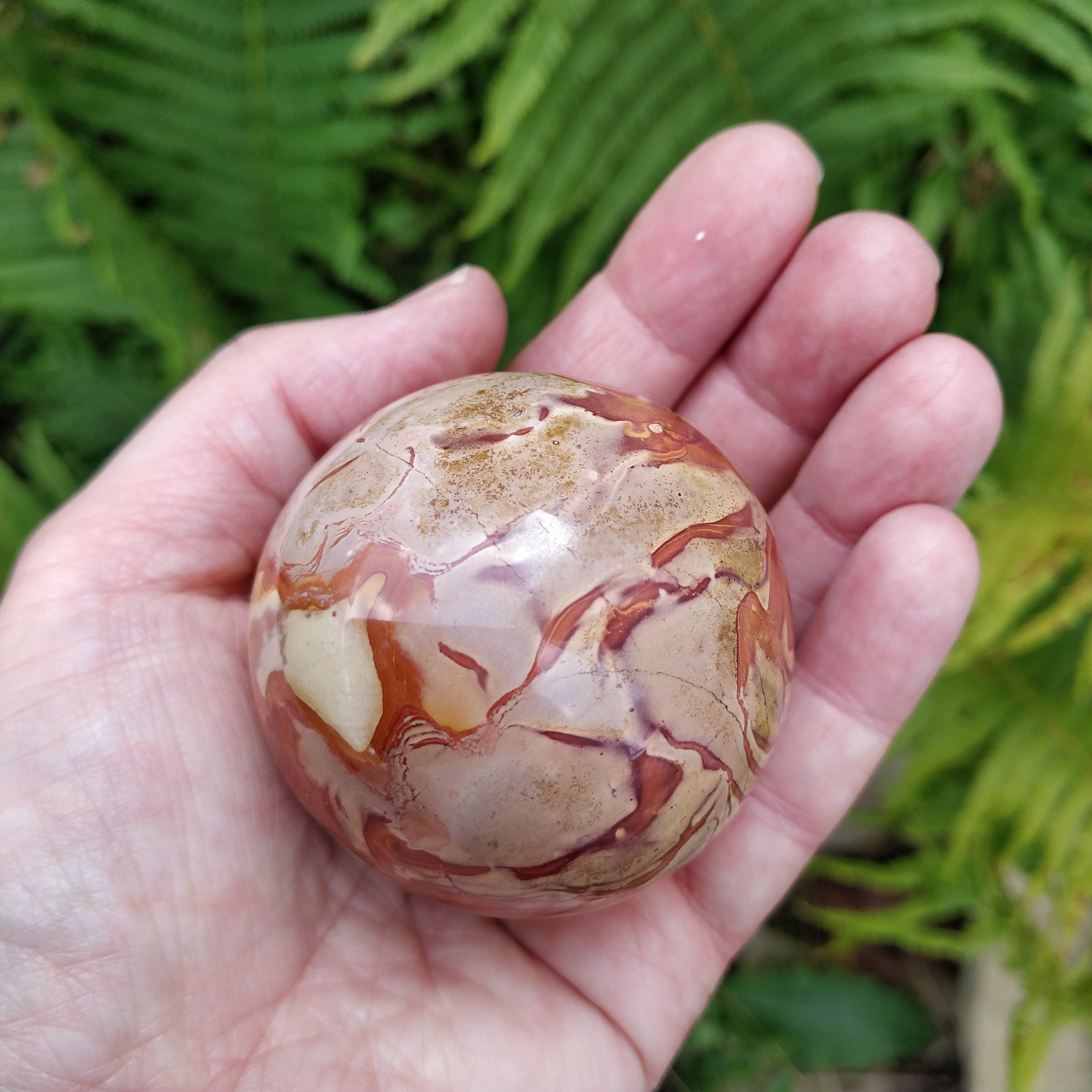 Polychrome Jasper Sphere with Beautiful Designs 53mm Stand Sold