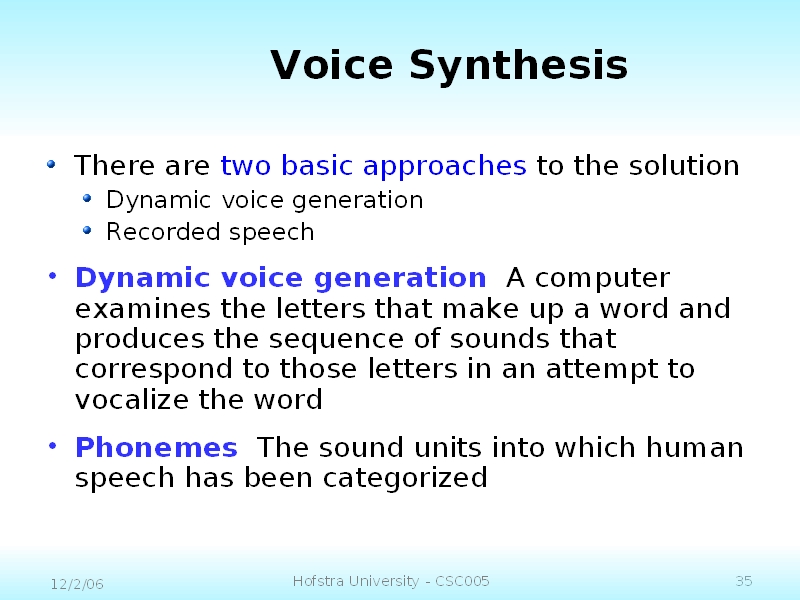 Voice Synthesis