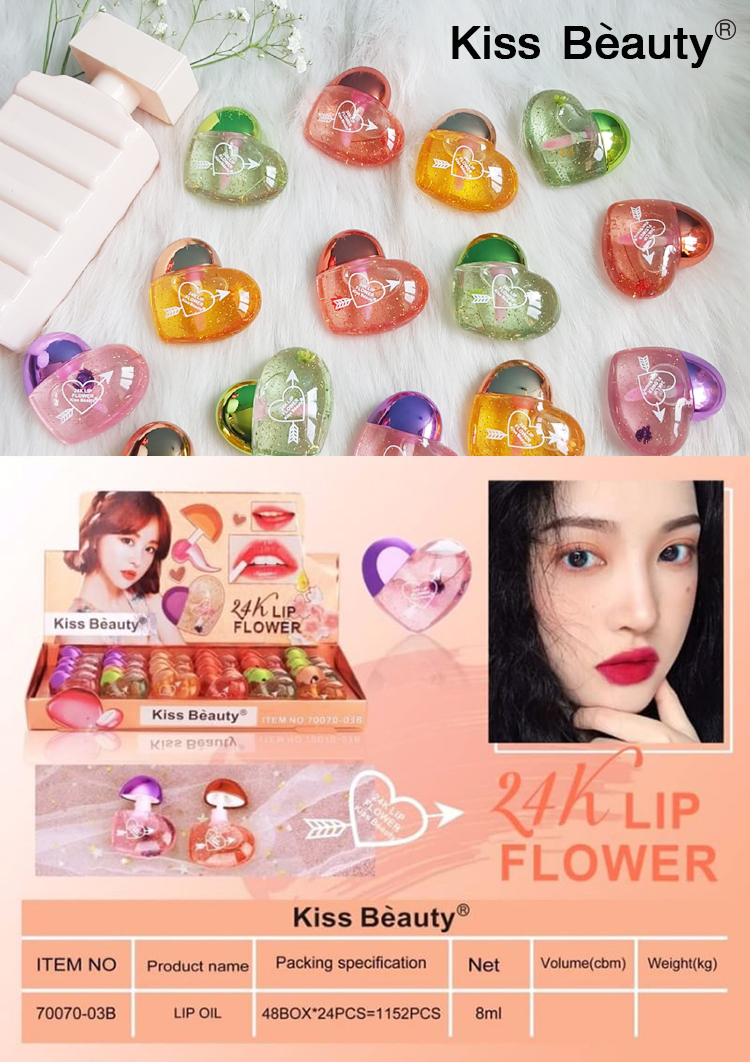 Kiss Beauty 24K Lip Flower ลิปมันเปลี่ยนสี Package รูปหัวใจ สีเขียว W