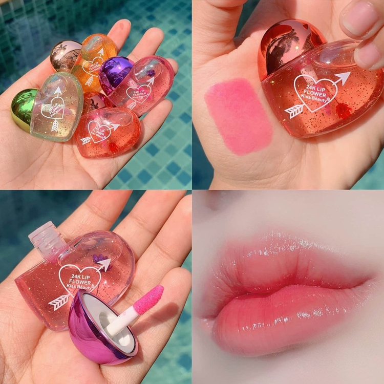 Kiss Beauty 24K Lip Flower ลิปมันเปลี่ยนสี Package รูปหัวใจสุดน่ารัก