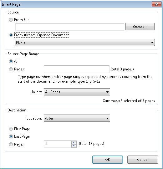 Merging PDFs in the PDF Editor