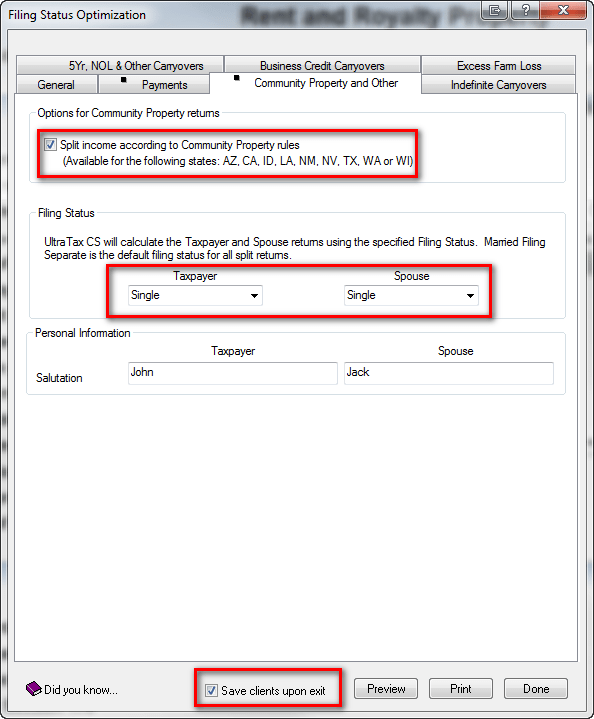1040US Splitting for domestic partners