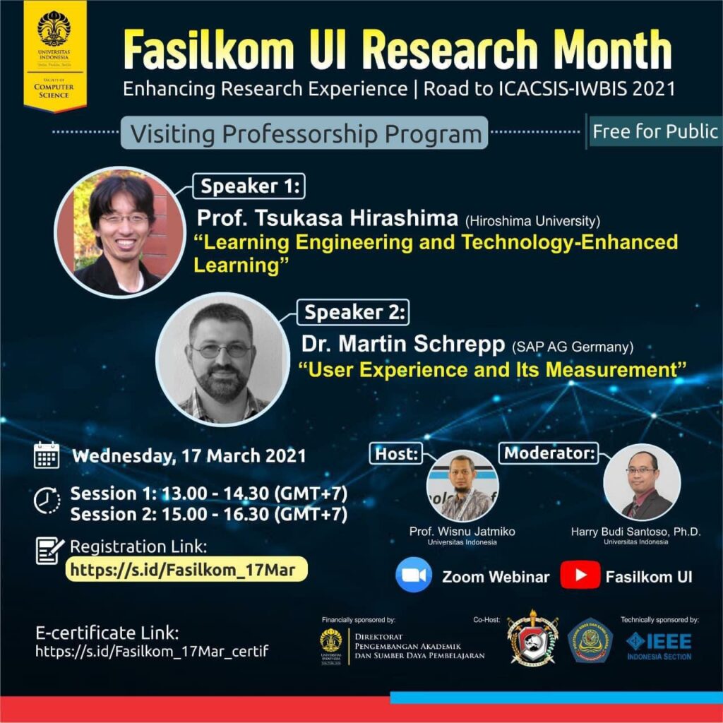 Visiting Professorship Program Fakultas Ilmu Komputer Universitas