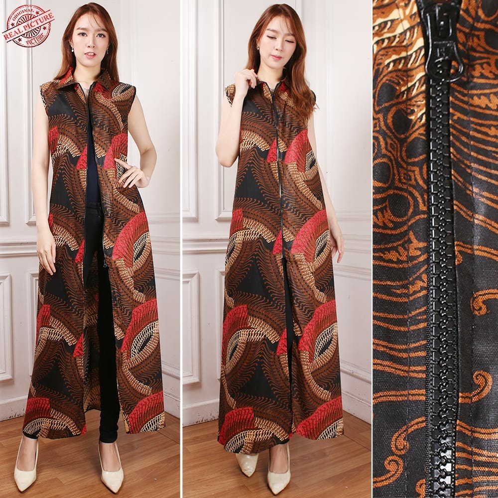 Gamis Batik Tanpa Lengan Terbaru Model Hijab Terbaru