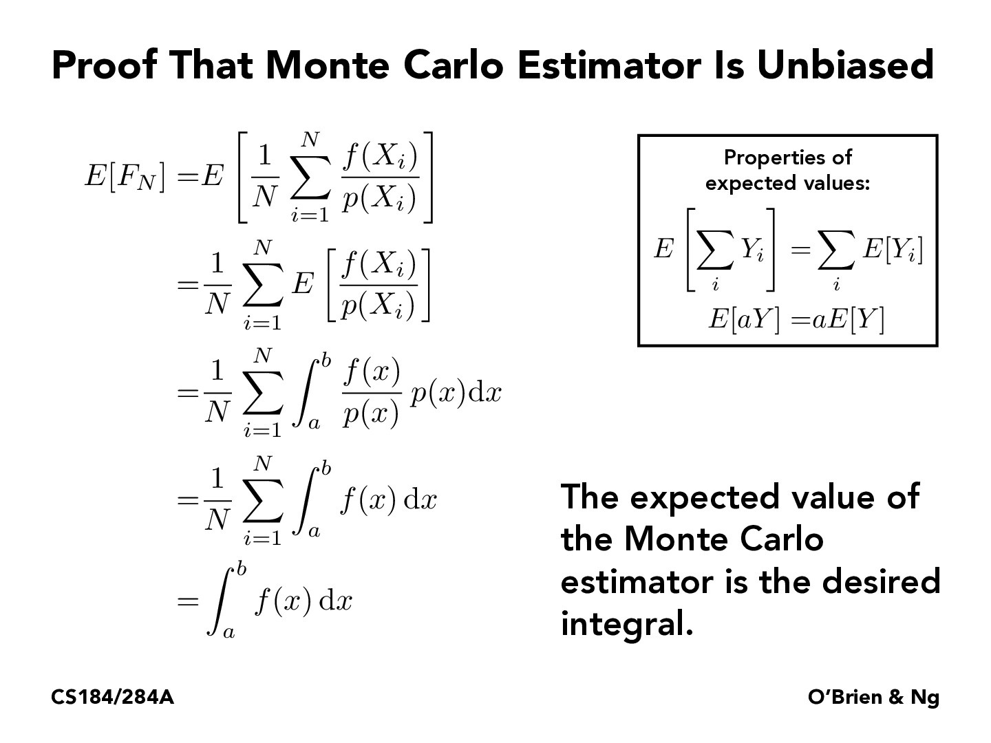 CS184/284A Lecture 12 Monte Carlo Integration
