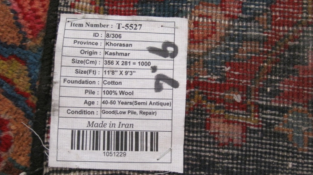 KASHMAR PERSIAN ORIENTAL RUG 11' 8 X 9' 3 SEMI ANTIQUE Carol Smith's