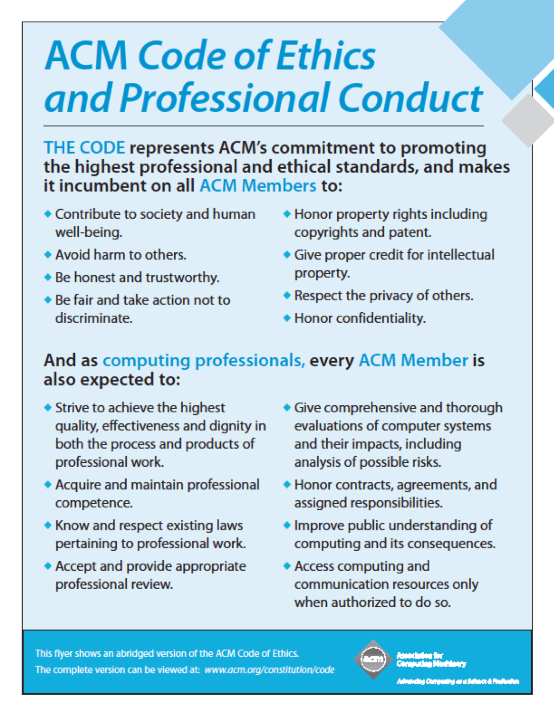 Acm Code Of Ethics pdfshare
