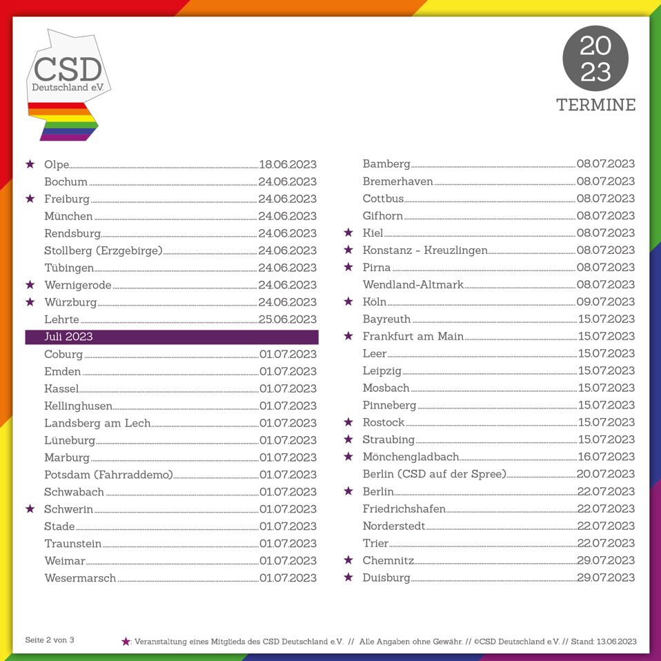 CSD Termine 2023 CSD Deutschland