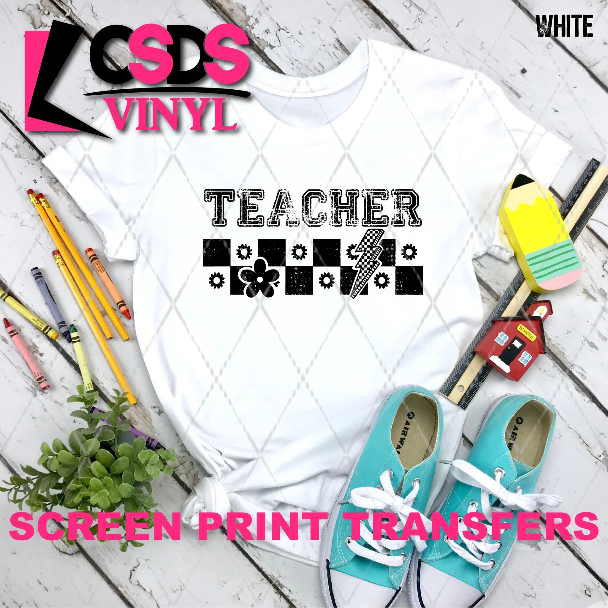 Screen Print Transfer SCR4981 Teacher Black CSDS Vinyl