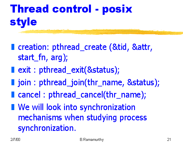 Thread control posix style