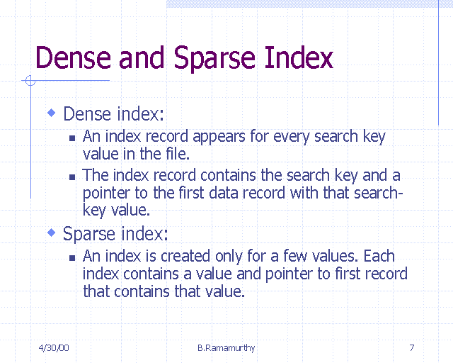 Dense and Sparse Index