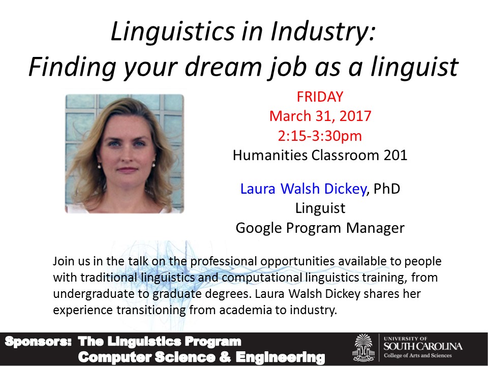 Linguistics in Industry Finding your dream job as a linguist (Laura