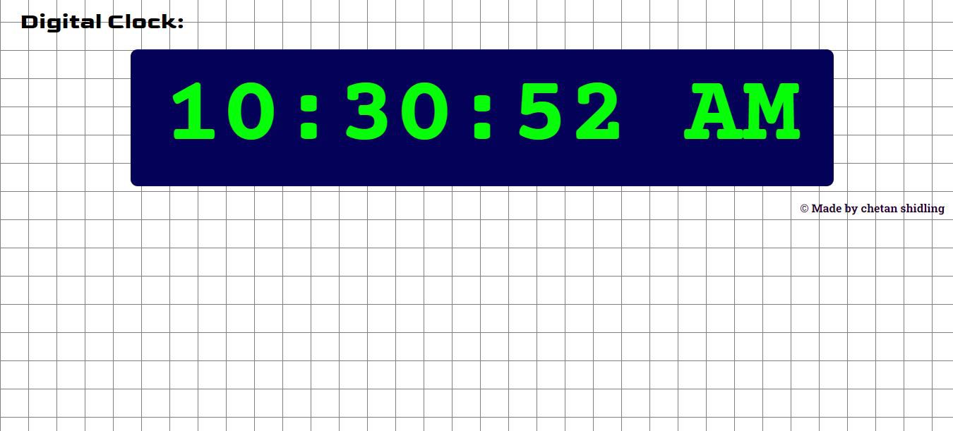 Source Code For Digital Clock Using HTML, CSS, JavaScript