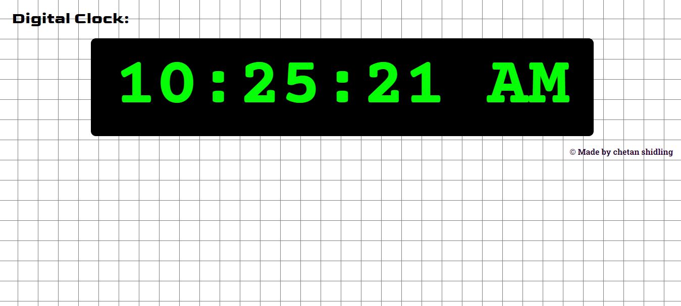Source Code For Digital Clock Using HTML, CSS, JavaScript