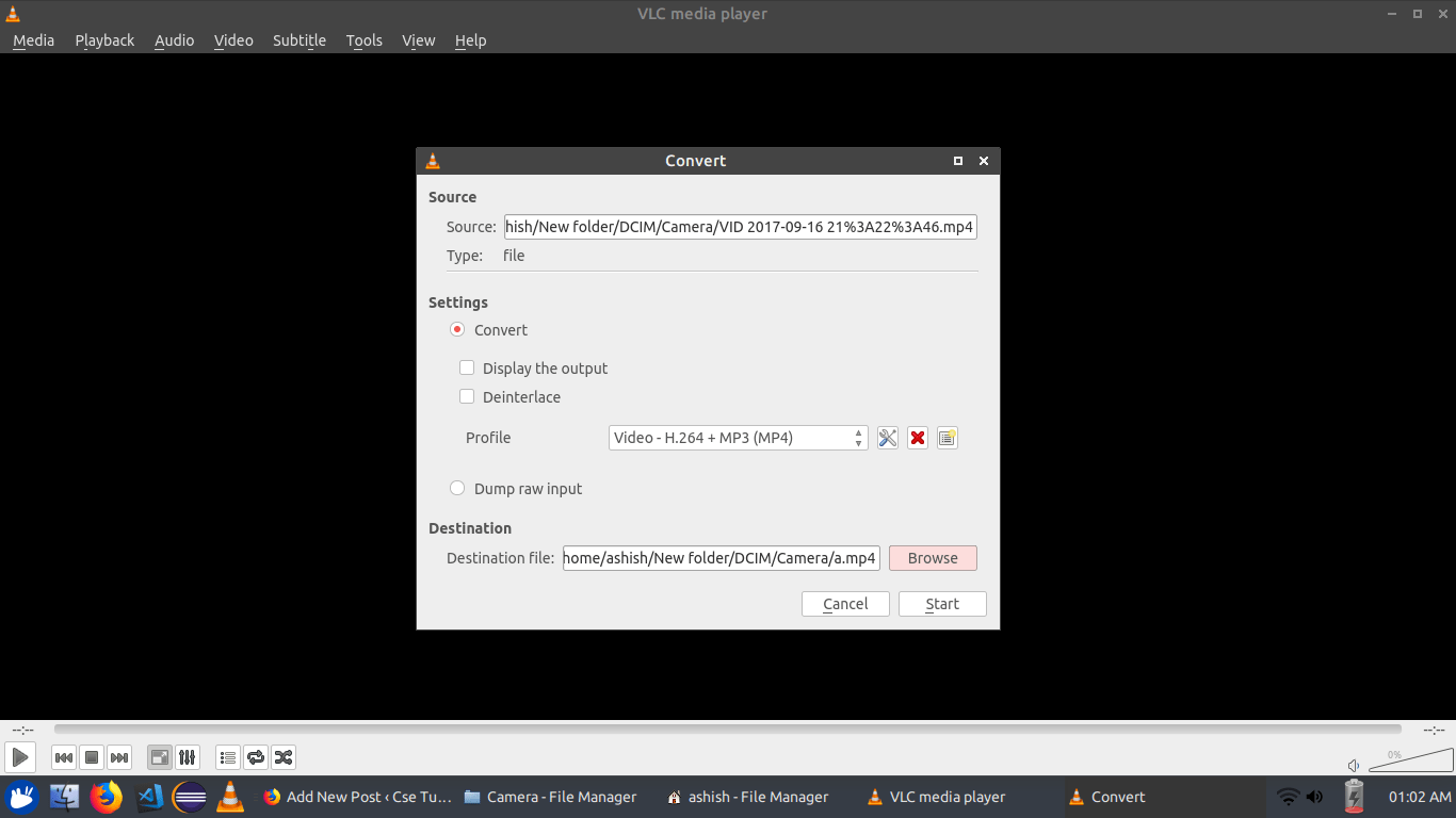 How to convert videos in Ubuntu using Vlc