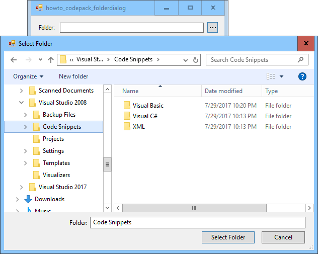 C Helper Use a standard Windows dialog to let the user select folders