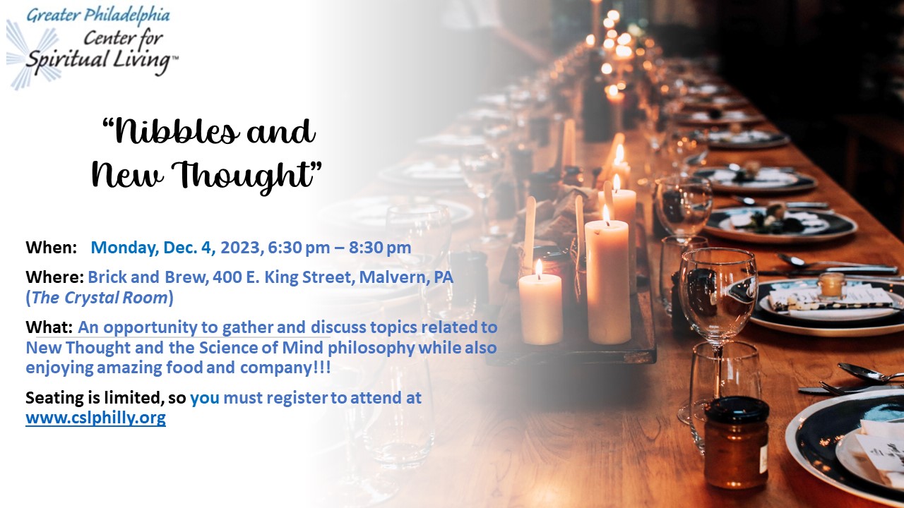 “Nibbles & New Thought” Discussion Group at Brick & Brew Restaurant in