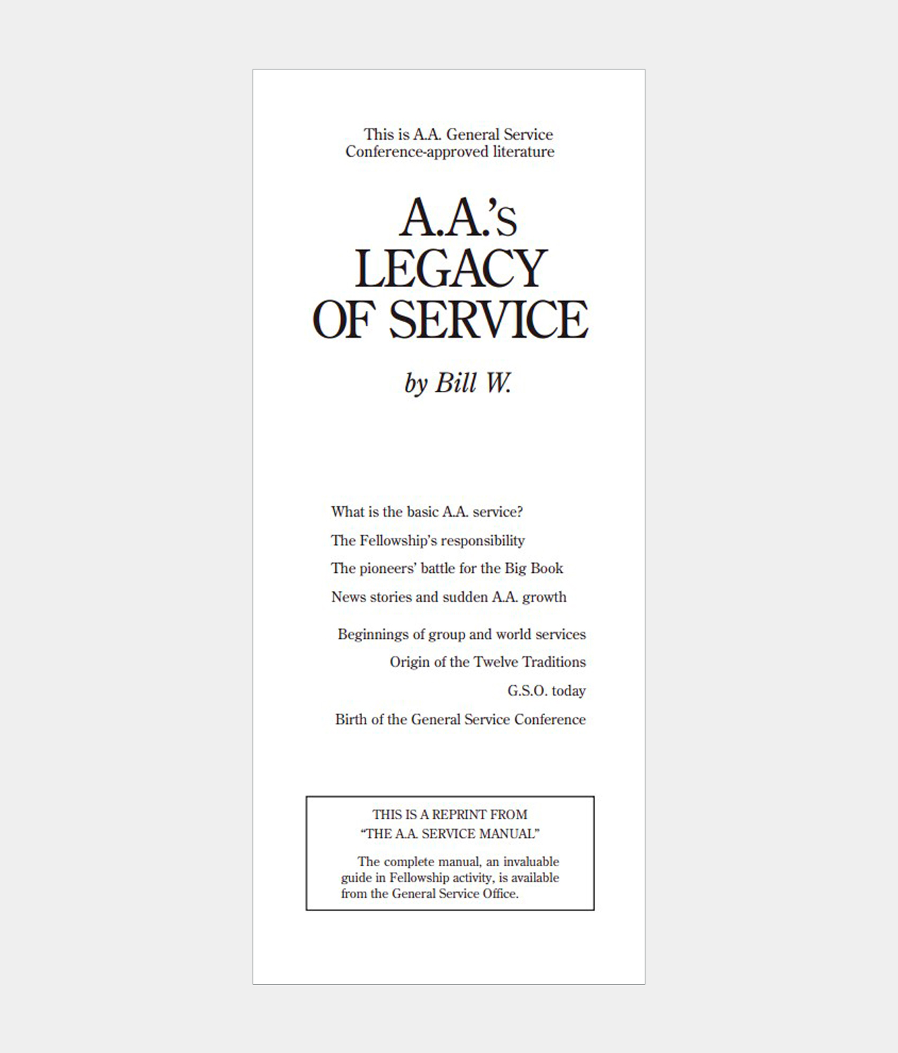 AA Service Manual Book Study – Alcoholics Anonymous General.