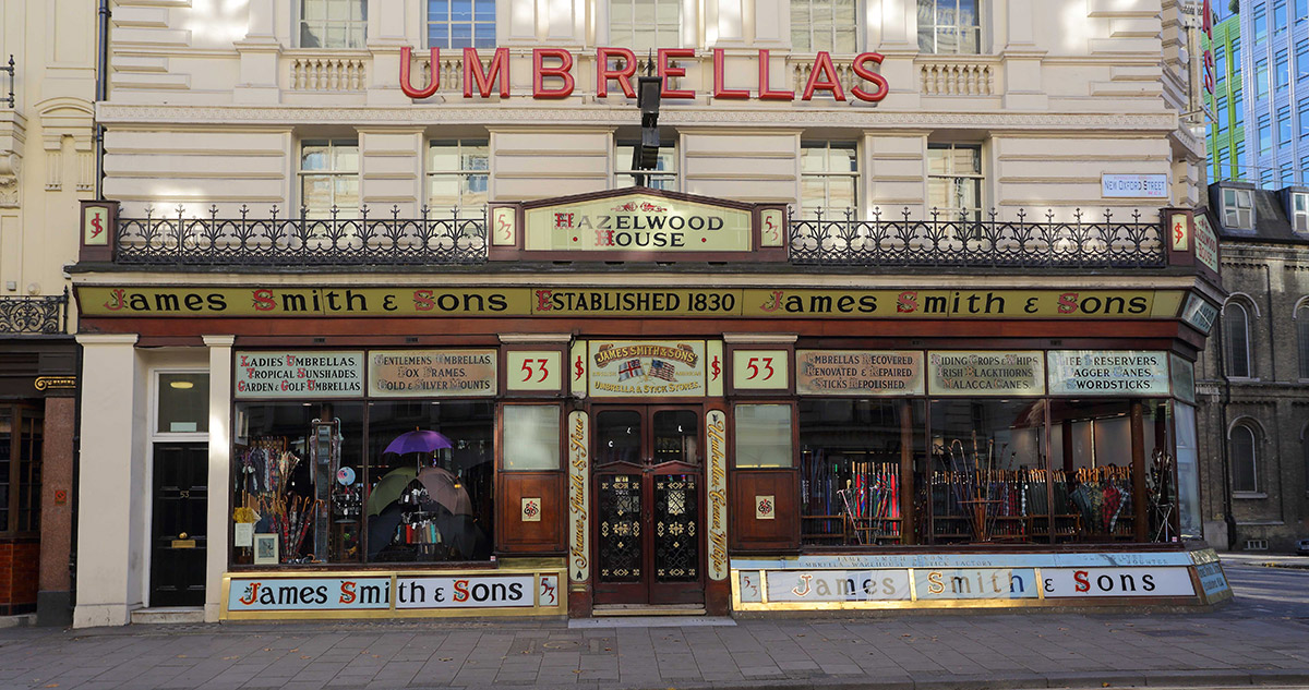 James Smith & Sons, makers of umbrellas and walking sticks, included in Best of British (Prestel